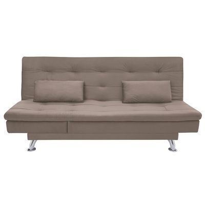 Sofá-Cama com Chaise 188cm Linoforte Rayssa Suede Veludo Espuma D-33 bege
