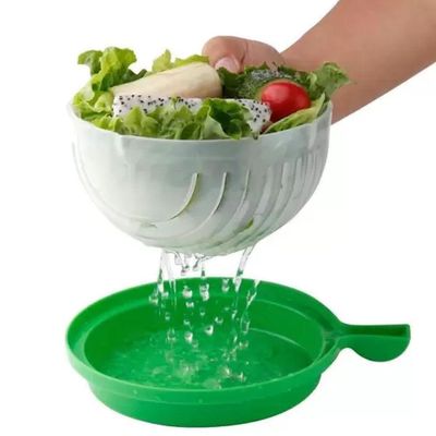 Tigela Secador Cortador Salada Frutas Legumes 2 Em 1 Pote Escorredor Bowl Corta