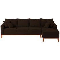 Sofá 4 Lugares Beny Com Chaise Direito Corino Marrom