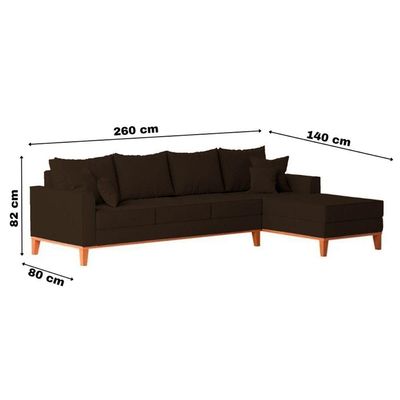 Sofá 4 Lugares Beny Com Chaise Direito Corino Marrom