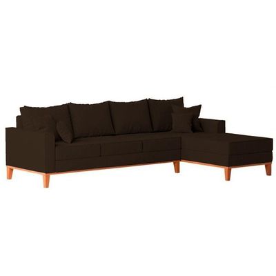 Sofá 4 Lugares Beny Com Chaise Direito Corino Marrom