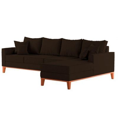 Sofá 4 Lugares Beny Com Chaise Direito Corino Marrom