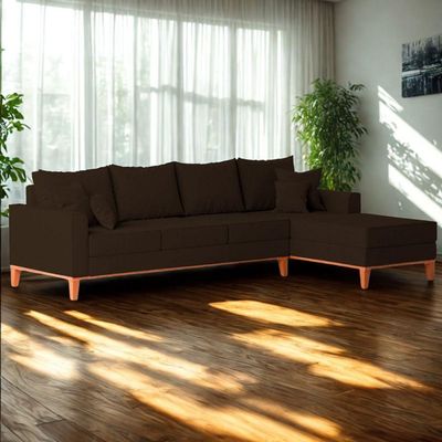Sofá 4 Lugares Beny Com Chaise Direito Corino Marrom