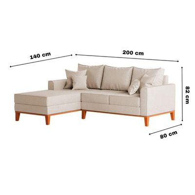 Sofá 3 Lugares Beny Com Chaise Esquerdo Linho Bege
