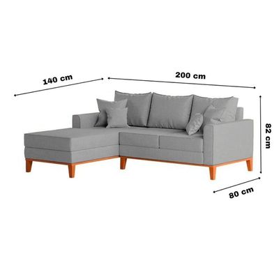 Sofá 3 Lugares Beny Com Chaise Esquerdo Linho Cinza