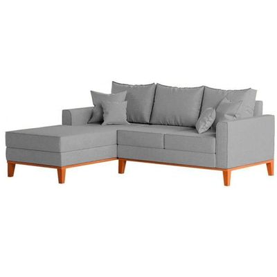 Sofá 3 Lugares Beny Com Chaise Esquerdo Linho Cinza