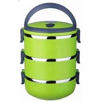 Kit Marmita Fitness Tripla Inox Marmiteira Termica Hermetica 3 Compartimentos Potes Lunch Box Alca