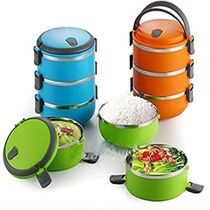 Kit Marmita Fitness Tripla Inox Marmiteira Termica Hermetica 3 Compartimentos Potes Lunch Box Alca