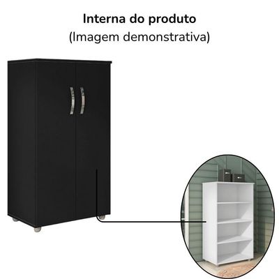 Armario Multiuso 2 Portas 111x60 Cm Rosana Preto Reajl Moveis Preto
