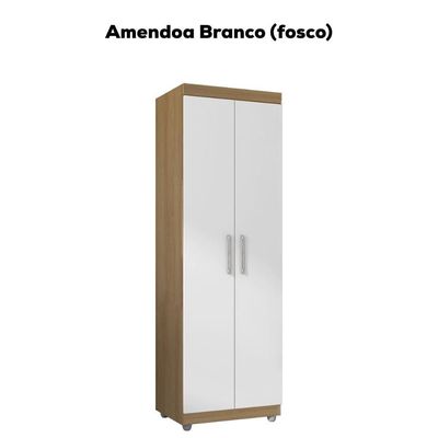 Armario Multiuso 2 Portas 190x60 Cm Sabrina Amendoa Branco Reajl Moveis Amendoa Branco