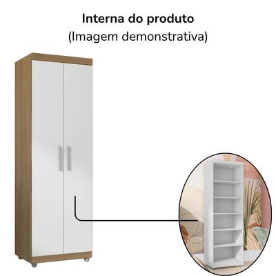 Armario Multiuso 2 Portas 190x60 Cm Sabrina Amendoa Branco Reajl Moveis Amendoa Branco