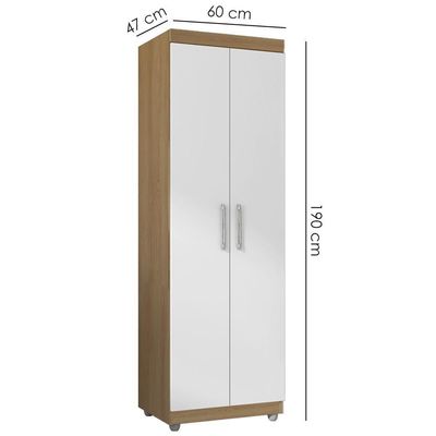 Armario Multiuso 2 Portas 190x60 Cm Sabrina Amendoa Branco Reajl Moveis Amendoa Branco