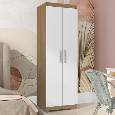 Armario Multiuso 2 Portas 190x60 Cm Sabrina Amendoa Branco Reajl Moveis Amendoa Branco
