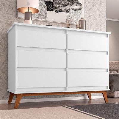 Cômoda Para Quarto Londres Com 6 Gavetas - Branco