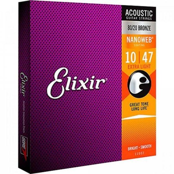 Encordoamento Para Violão .010 Extra Light Bronze Nanoweb 11002 Elixir [f002]