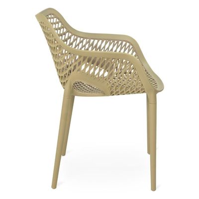 Kit 10 Cadeiras De Jantar Design Suits Com Braços Empilhável Em Polipropileno - Nude