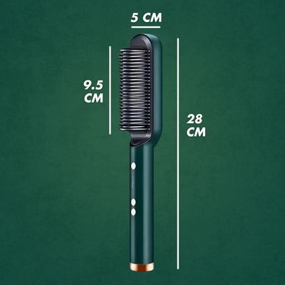 Escova Alisadora E Modeladora 5 Em 1 Bivolt Com Tecnologia De Cerâmica Ptc - Verde