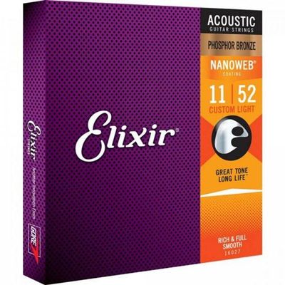 Encordoamento Para Violão .011 Custom Light Phosphor Nanoweb Elixir [f002]