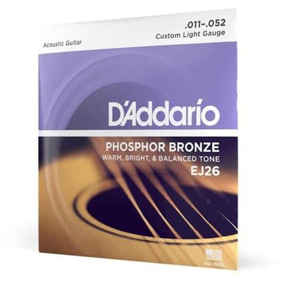 Encordoamento Violão Aço .011-.052 Phosphor Bronze Ej26 D Addario [f002]