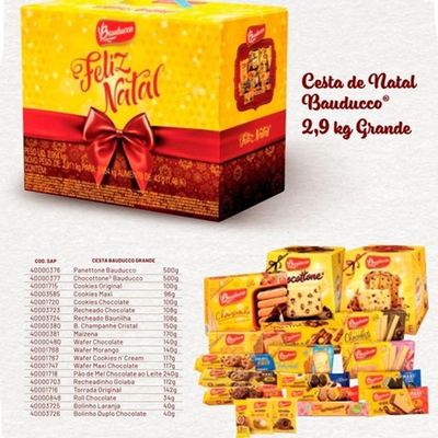 Kit 24 Cesta De Natal Bauducco Grande 20 Itens Cada