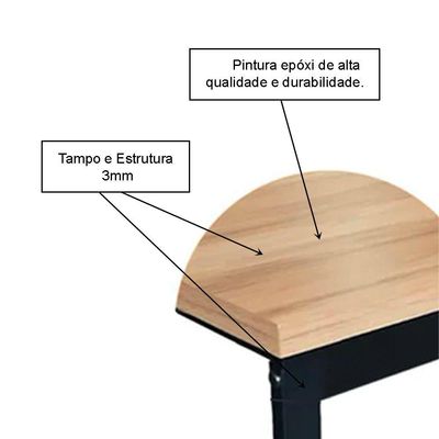 Mesa Escrivaninha Reforçada Tampo Engrossado Industrial 1,50m Canela/preto