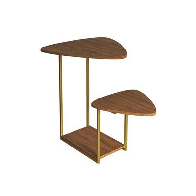Mesa Lateral Moderna Dourado Cibele Tampo Esfiha Freijó