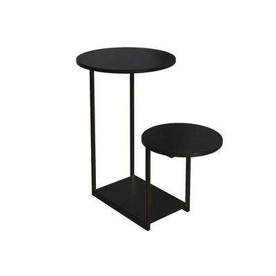Mesal Lateral Cibele Tampo Redondo Ferro Preto Tampo Preto
