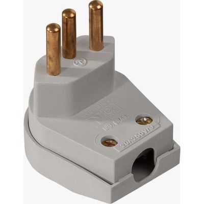 Pino Macho 3p 10a Triangular Pvc Cinza Com Prensa Cabo - Mectronic