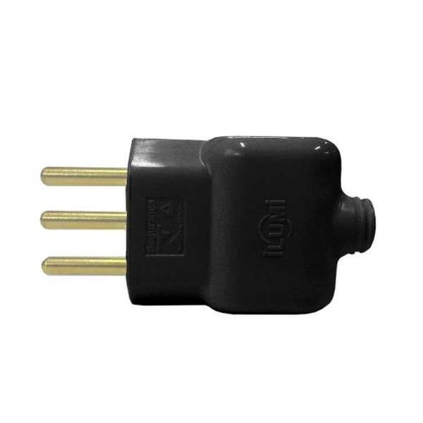 Pino Macho 3p 10a Com Prensa Cabo Preto - Ilumi - Conector Elétrico 10 Amperes