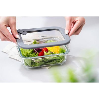 Pote De Vidro Tramontina Vittra Retangular Com Tampa Hermética De Silicone 0,37 L Tramontina