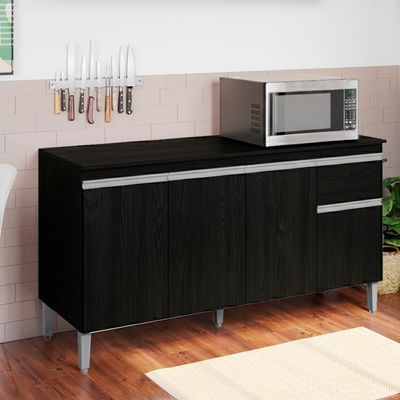 Balcao Com Tampo 150 Cm Tatiane Preto Reajl Moveis Preto