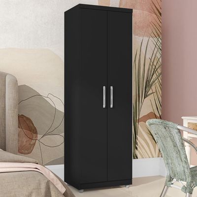 Armario Multiuso 2 Portas 190x60 Cm Sabrina Preto Reajl Moveis Preto