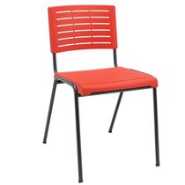Kit 04 Cadeiras Empilhável Fixa Escritório Multiuso Base Preta Kimi P03 Vermelho - Lyam Decor