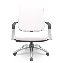 Kit Cadeira de Escritório Giratória e 2 Cadeiras Fixas Cromada Magno P03 Vinil Branco - Lyam Decor