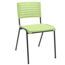 Kit 02 Cadeiras Empilhável Fixa Escritório Multiuso Base Preta Kimi P03 Verde Claro - Lyam Decor