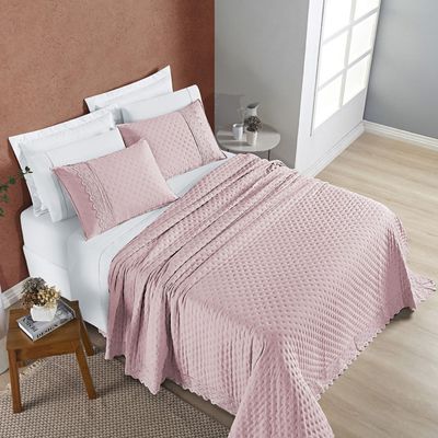 Cobre Leito Casal Divino Lese 3 Peças Dupla Face - Rosa