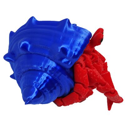 Caranguejo Eremita Paguro Articulado Impressão 3d Decoração Brinquedo Azul e Vermelho
