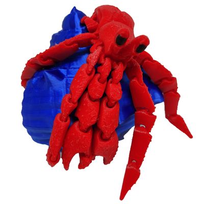 Caranguejo Eremita Paguro Articulado Impressão 3d Decoração Brinquedo Azul e Vermelho