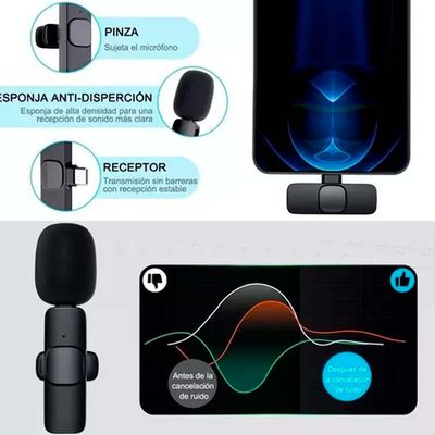 Microfone De Lapela Sem Fio 2 em 1 para Tipo-C K9