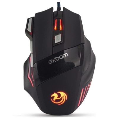 Mouse Gamer Black X7 Optico Usb 3200Dpi Com 7 Botões e Led Color