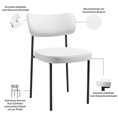 Kit 04 Cadeiras Decorativas Para Sala De Jantar Melina L02 Facto Branco - Lyam Decor