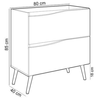 Conjunto Banheiro Gabinete Com Pés e Armário Com Espelho 80cm Evie B06 Branco Tau - Lyam Decor