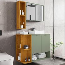 Gabinete Para Banheiro Com Cuba e Espelho Siesta B02 Pistache Naturalle - Lyam Decor
