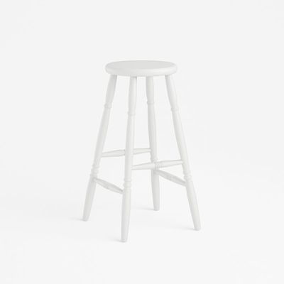 Banqueta Alta em Madeira Maciça 75cm Branco 170B Piratini