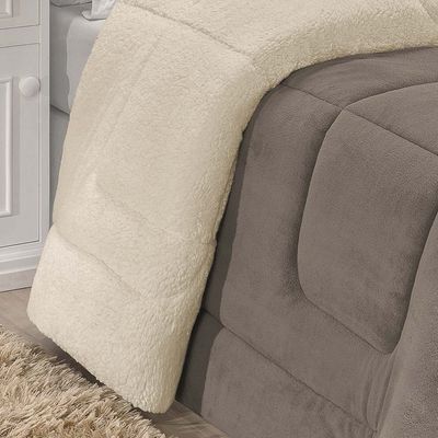 Coberdrom Robust Solteiro Manta Soft Sherpa Lã de Carneiro Pesado Grosso 1 Peça - Cinza