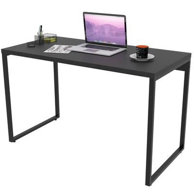 Kit Mesa Para Escritório com Estante Office Estilo Industrial Form C01 120 cm Preto Onix - Lyam Decor