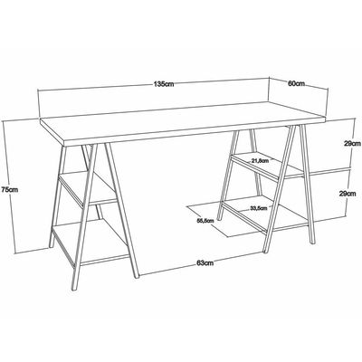 Mesa Para Escritório Estilo Industrial Cavalete Form C01 135cm Nogal - Lyam Decor