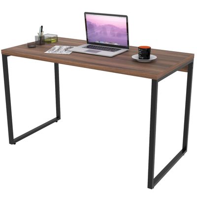Kit Mesa Para Escritório com Estante Office Estilo Industrial Form C01 120 cm Nogal - Lyam Decor