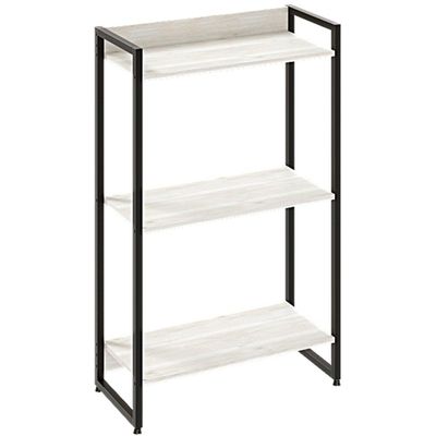 Kit Escritório Estante Areta 3 Prateleiras com Mesa Industrial Aspen 120cm C01 Snow - Lyam Decor