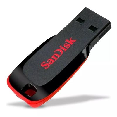 Pendrive Sandisk Cruzer Blade 64gb 2.0 Preto E Vermelho